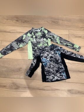 Huk Kids Long-Sleeve Camo Rashguards in Green & Blue